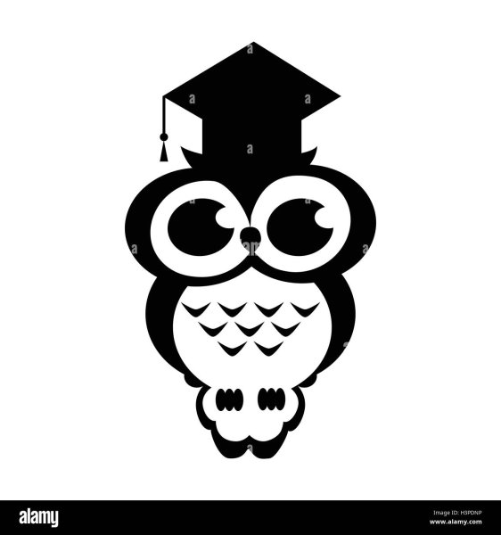 Сова символ черно белый
