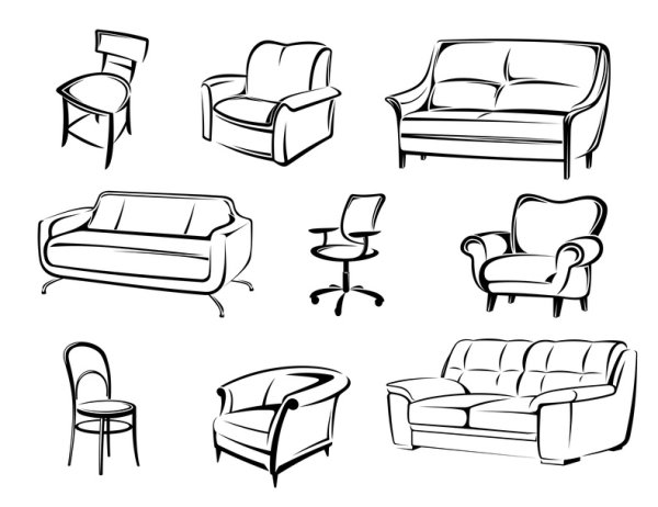 Контурные изображения мебели