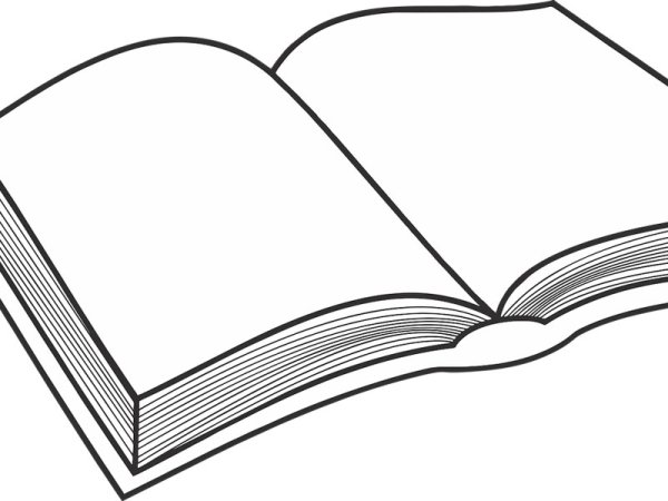 Книжка раскрытая черно белая