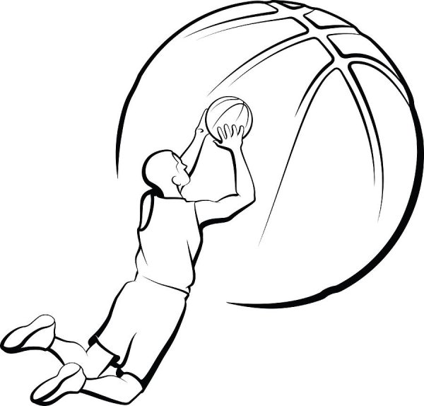 Баскетбол контурный рисунок