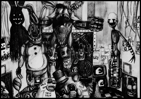 ФНАФ черно белый