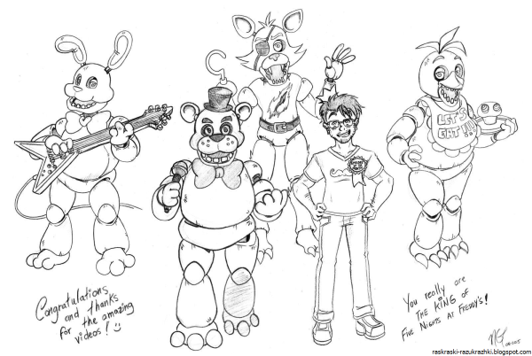 Раскраски АНИМАТРОНИКОВ Фредди фазбер