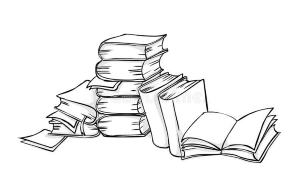 Стопка книг черно белая