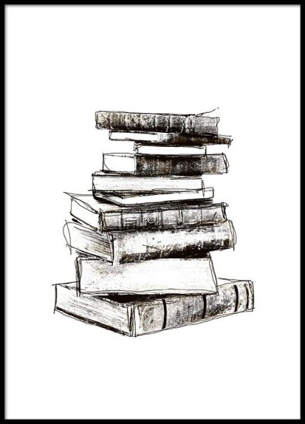 Постер черно белый книга