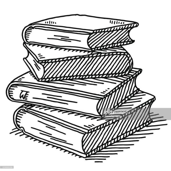 Стопка книг в перспективе