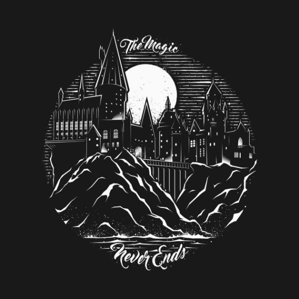 Гарри Поттер Хогвартс черно белый