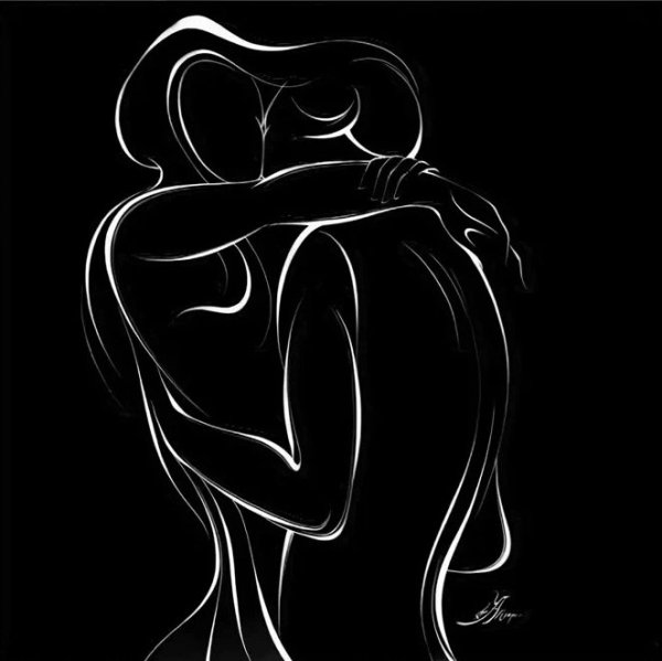 Силуэт мужчины и женщины страсть