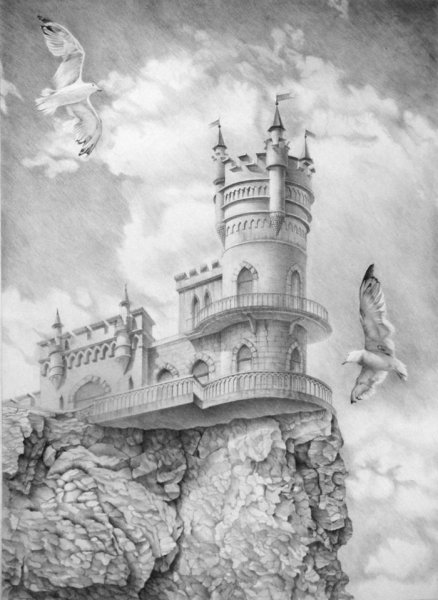 Ласточкино гнездо Крым чб