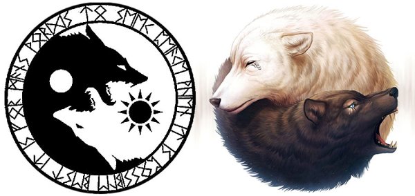 Инь Янь волки тату