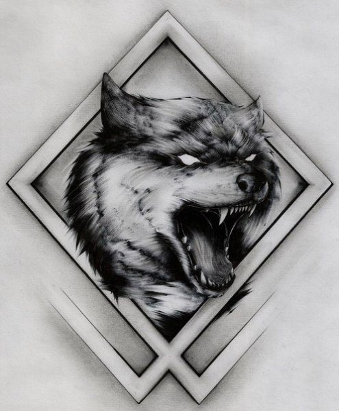 Оскал волка тату эскизы