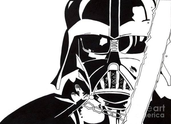 Дарт Вейдер черно белый