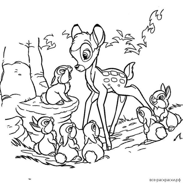 Олененок Бэмби раскраска