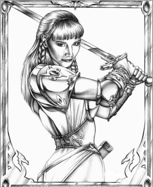 Скетч женщина воин