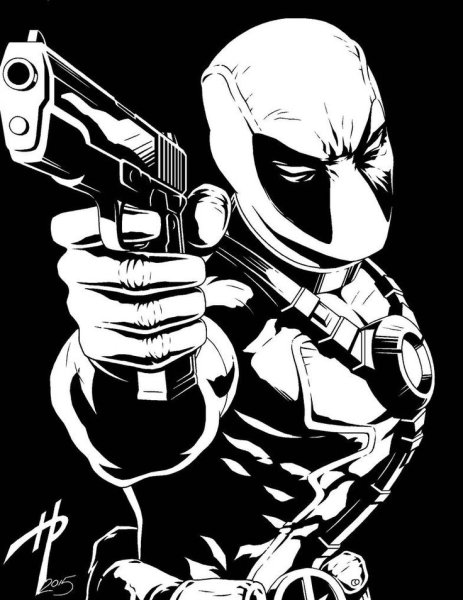 Дэдпул черно белый