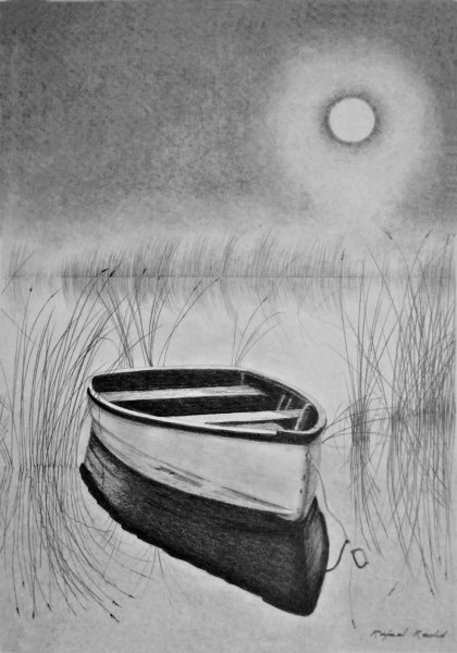 Лодка рисунок карандашом