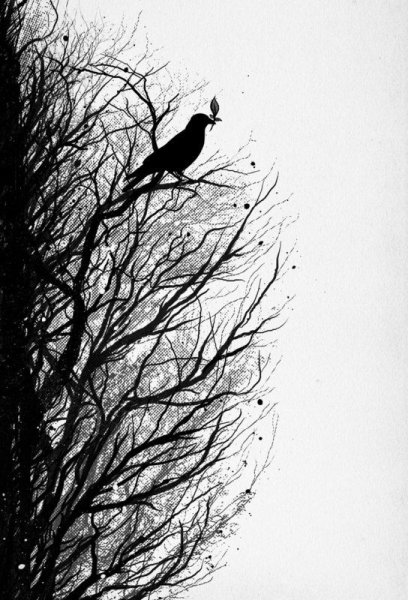 Силуэт дерева с птицами