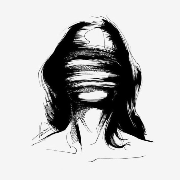Девушка с закрытыми глазами эскиз