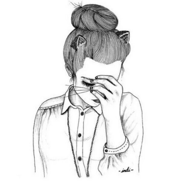 Черно белые рисунки девушек для срисовки