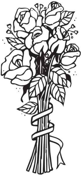 Букет вектор чб