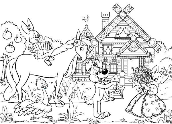 Домик с окнами раскраска