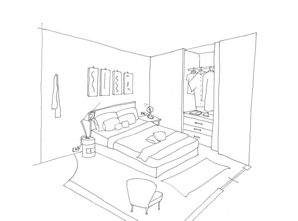 Спальня карандашом