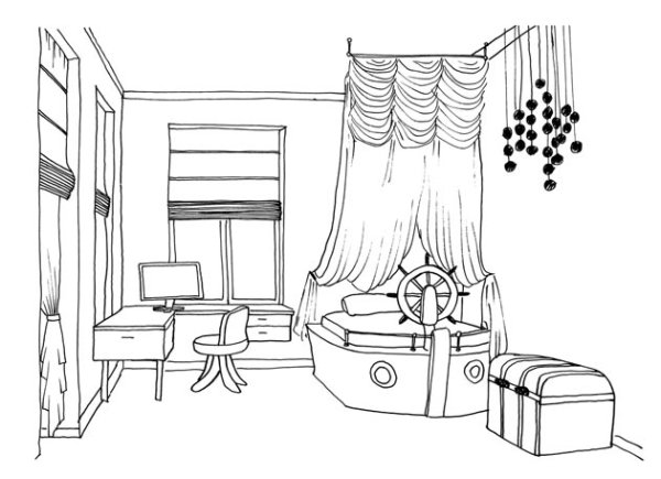 Комната подростка Наброски