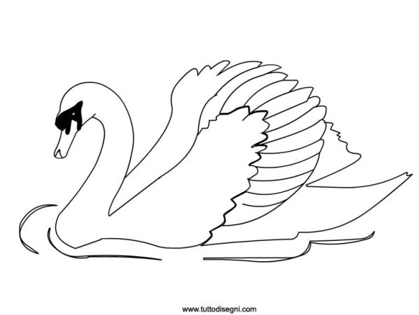 Лебедь контур для детей