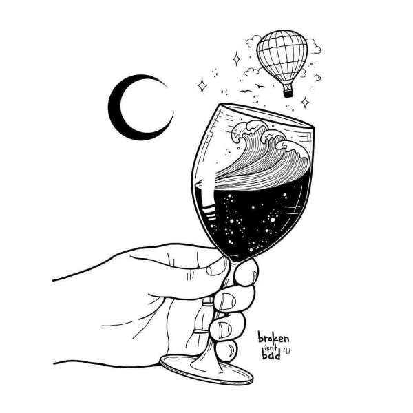 Бокал вина эскиз