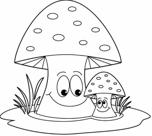 Мухомор раскраска для детей 3-4 лет