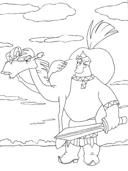 Раскраска богатырь Добрыня Никитич