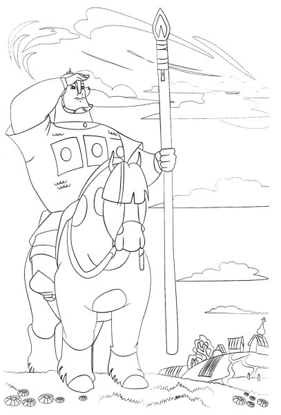 Раскраска богатырь Алеша Попович