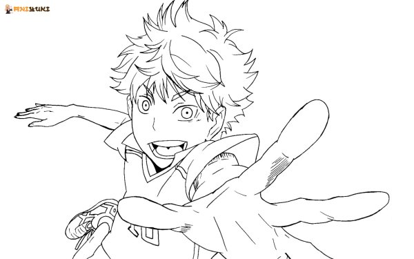 Раскраска аниме волейбол Хината