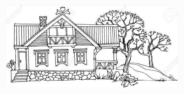 Дом для раскрашивания с забором