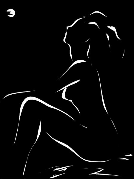 Очертания девушки на черном фоне