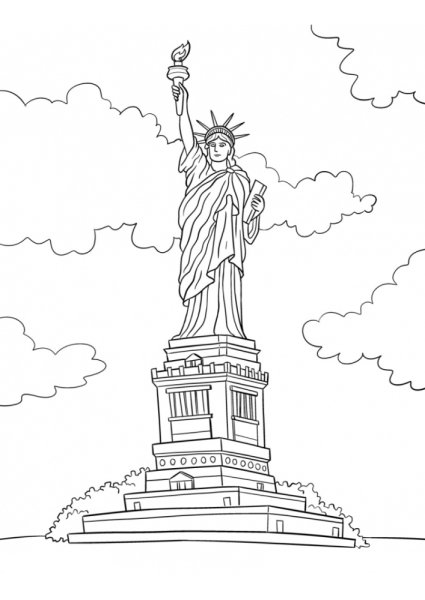 Статуя свободы Нью-Йорк раскраска