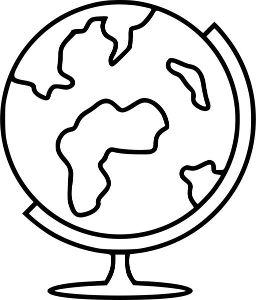 Глобус черно белый на прозрачном фоне