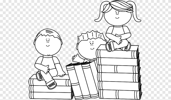 Раскраска дети читают книги