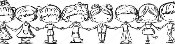 Мультяшные дети черно белые