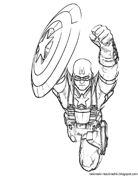 Капитан Америка Марвел черно белый