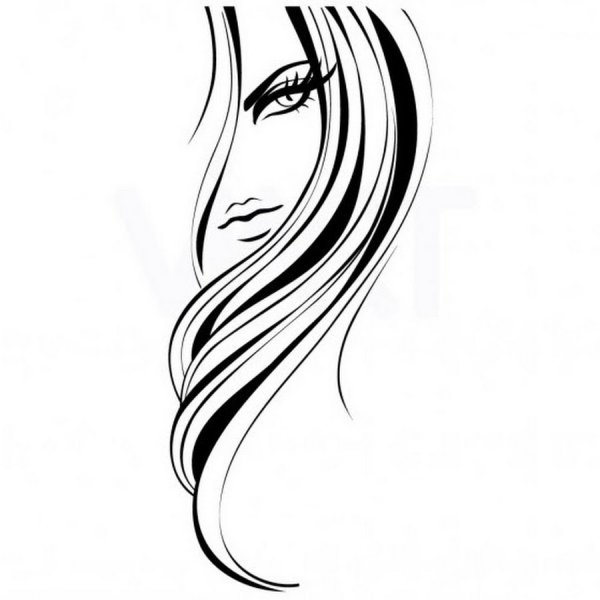 Силуэт девушки с волосами
