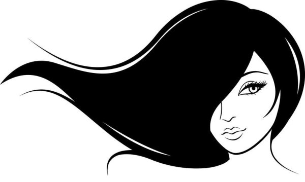 Силуэт женской головы с волосами