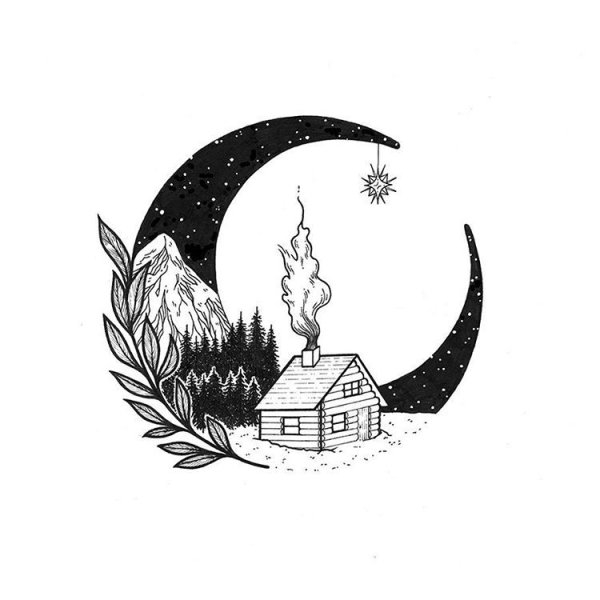 Тату Луна эскизы