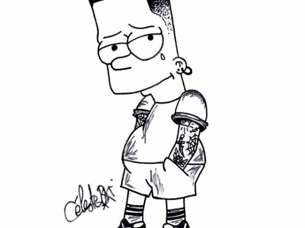 Барт симпсон черно белый