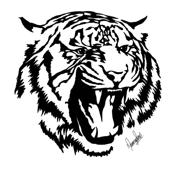 Тигр вектор для гравировки
