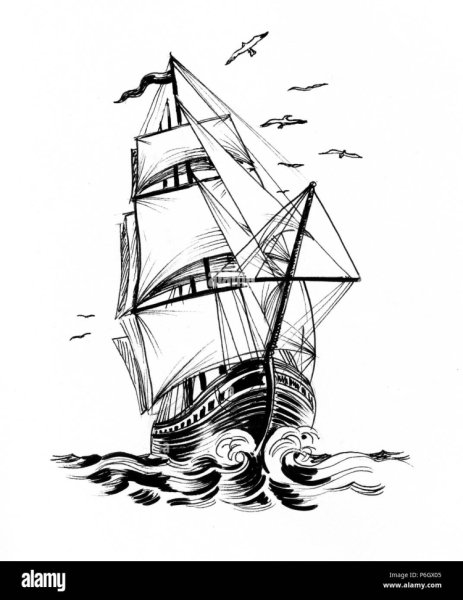 Эскизы корабля черно белые