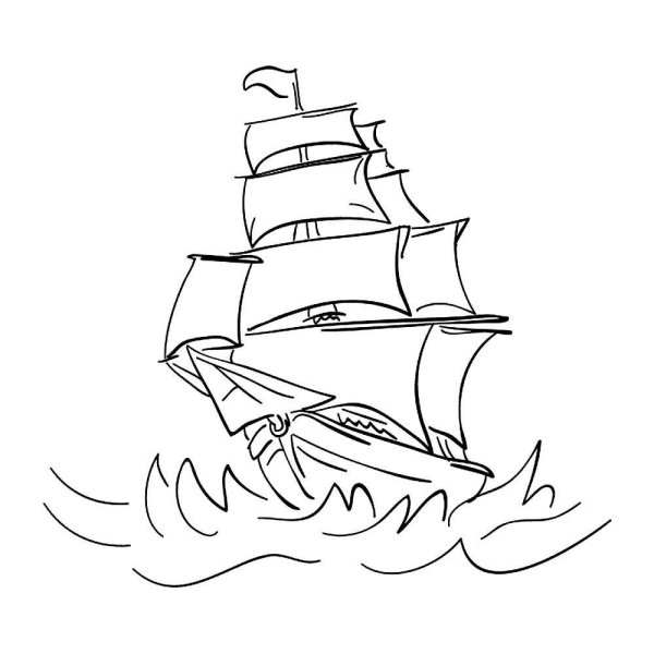 Корабль с парусами раскраска