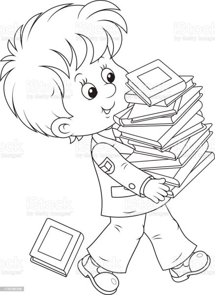 Школьник рисунок черно белый