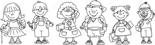 Веселые школьники чб