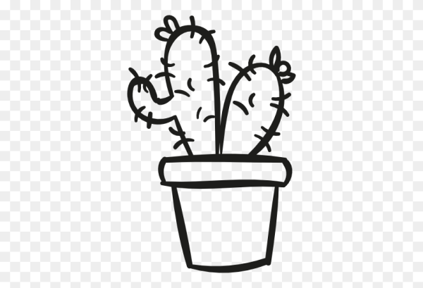 Кактус в горшке контур