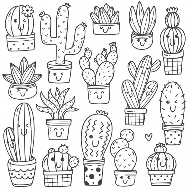 Кактус раскраска для детей